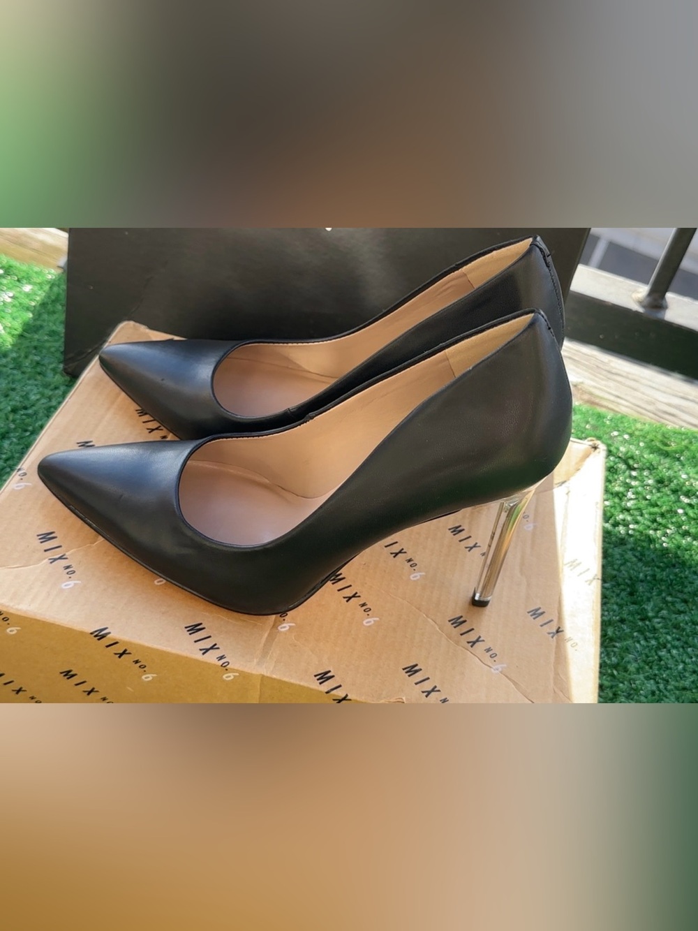 Mix No. 6 Black Pump with Clear Stiletto Heel
